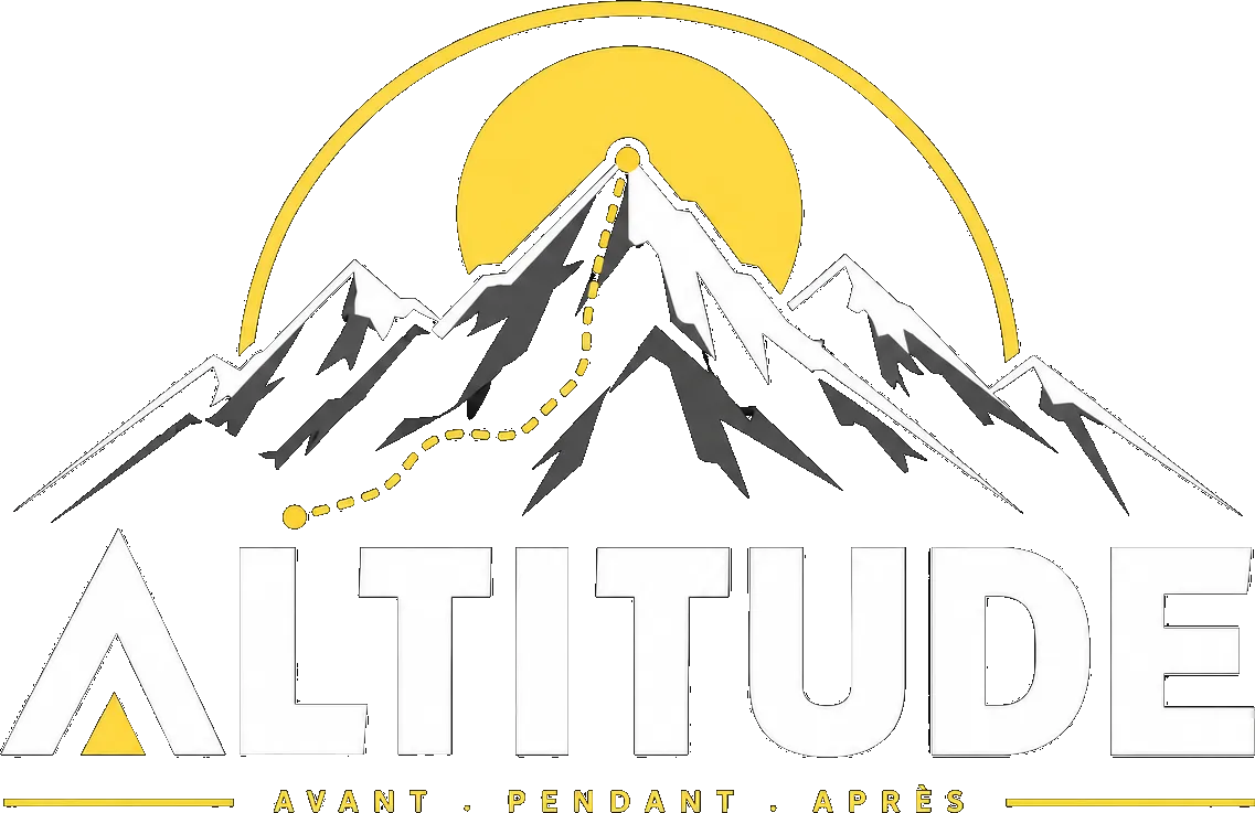 Logo du programme ALTITUDE : un sentier en pointillés monte vers un sommet sous le soleil